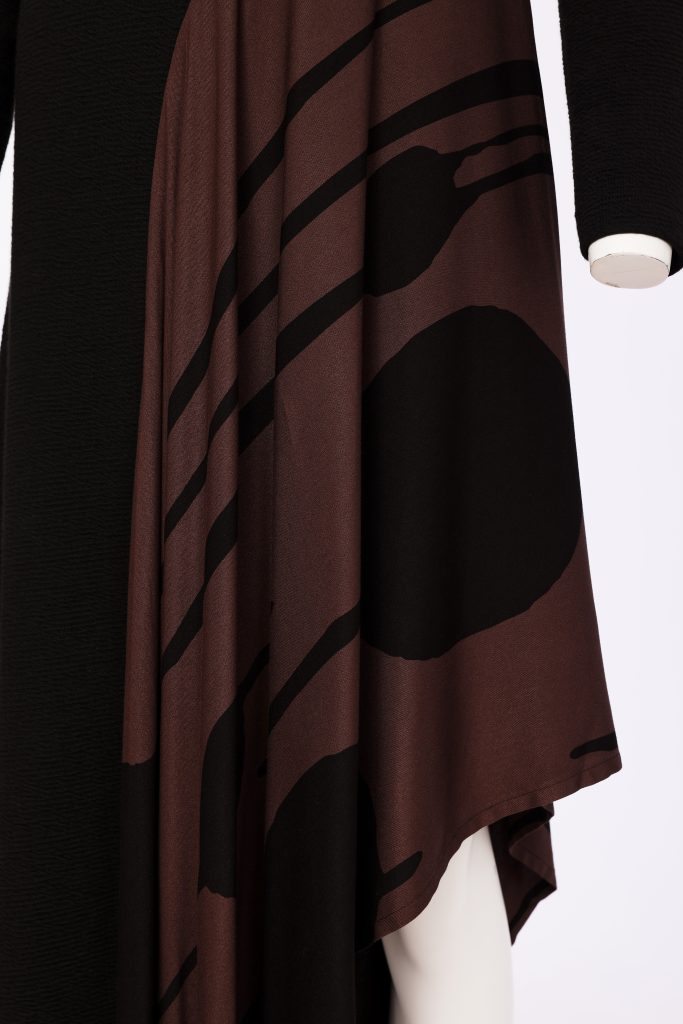 Naya Round Neck Dress With Curved Print PanelNaw26218