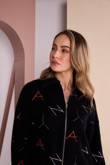 Naya Logo Knit Print Jaquard Jacket With Hood Naw26226