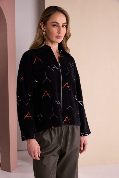 Naya Logo Knit Print Jaquard Jacket With Hood Naw26226