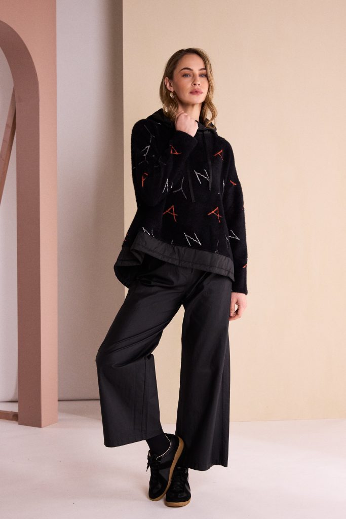 Naya Print Jacquard Top With Contrast Hood And Hemline Naw26231