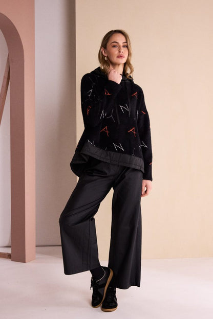 Naya Print Jacquard Top With Contrast Hood And Hemline Naw26231