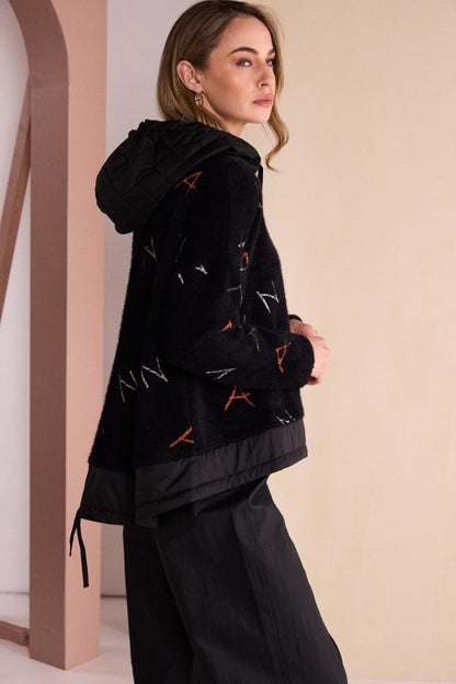 Naya Print Jacquard Top With Contrast Hood And Hemline Naw26231