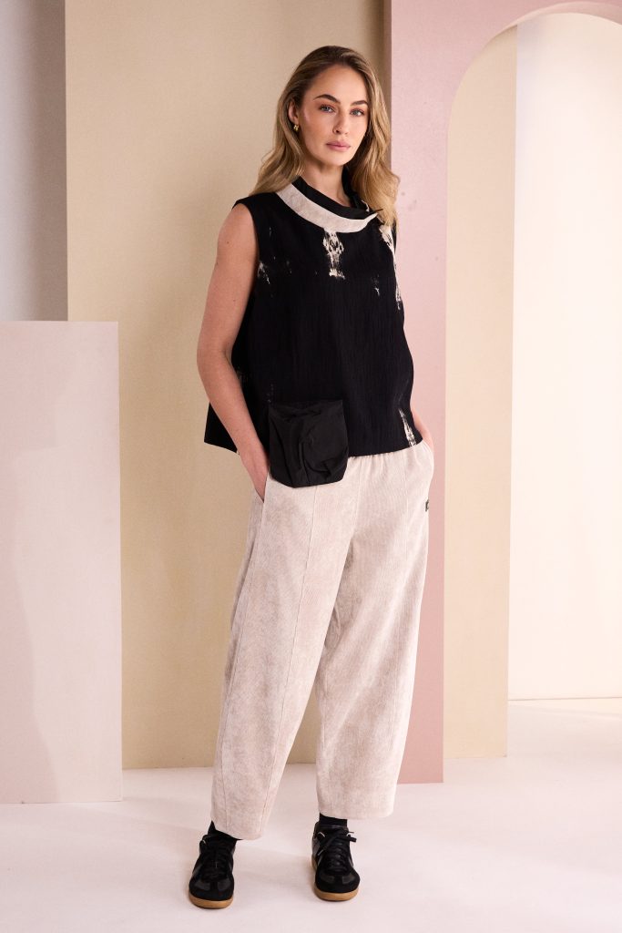Naya Barrel Shaped Cord Pull Up Trouser Naw26247