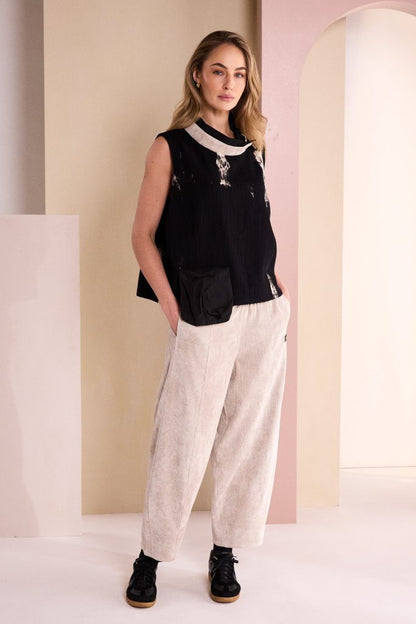 Naya Barrel Shaped Cord Pull Up Trouser Naw26247