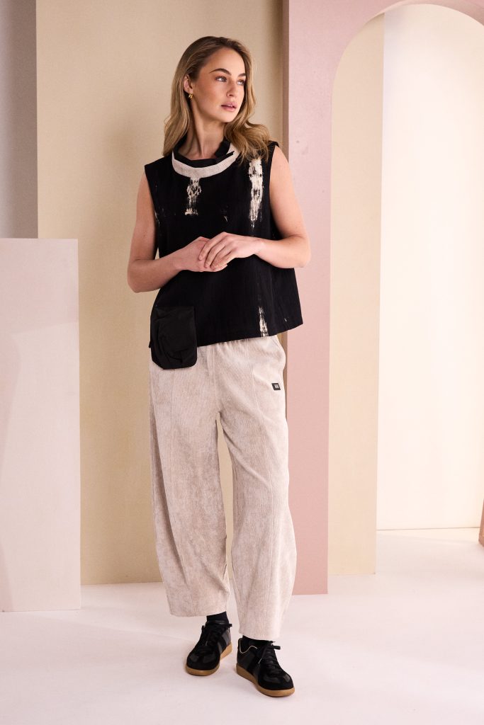 Naya Barrel Shaped Cord Pull Up Trouser Naw26247