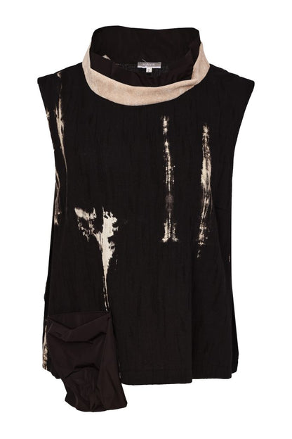 Naya Sleeveless Placement Print Top With Cord Band At Neckline Naw26245