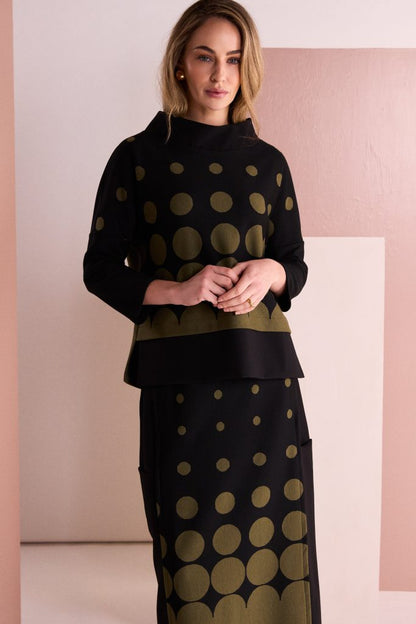 Naya Spot Border Print Pull Up Skirt with side pockets  Naw26266