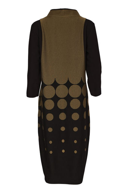 Naya Spot Border Print High Neck Dress With Contrast Sleeve Naw26268
