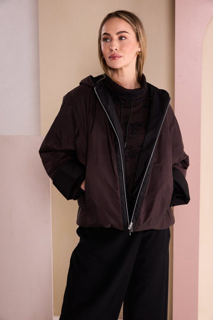 Naya Hooded Jacket With Contrast Zip Panel And Hood Lining Naw26278