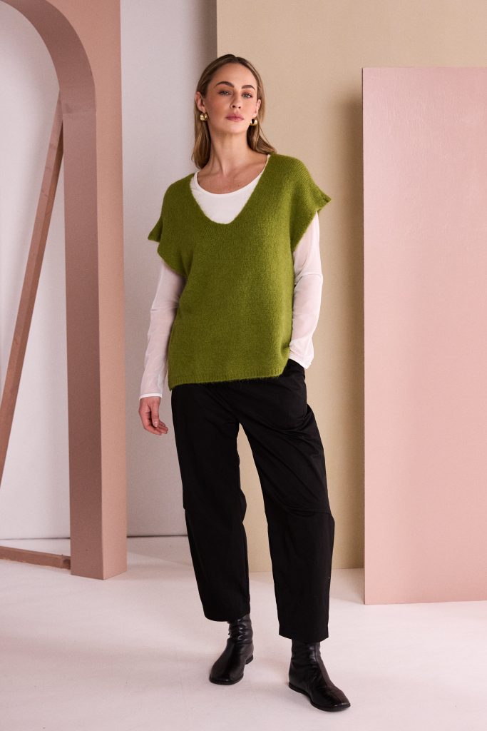 Naya Jersey Round Neck Top With Mesh Sleeve Naw26106