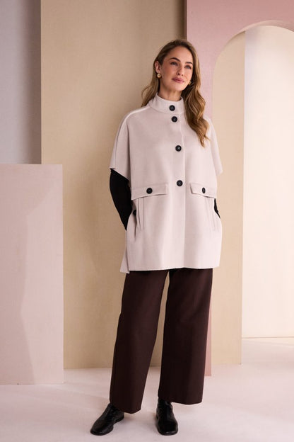 Naya High Neck Button Through Jacket With Pocket Flap Naw26293