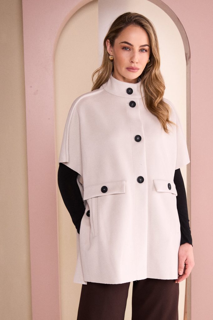 Naya High Neck Button Through Jacket With Pocket Flap Naw26293