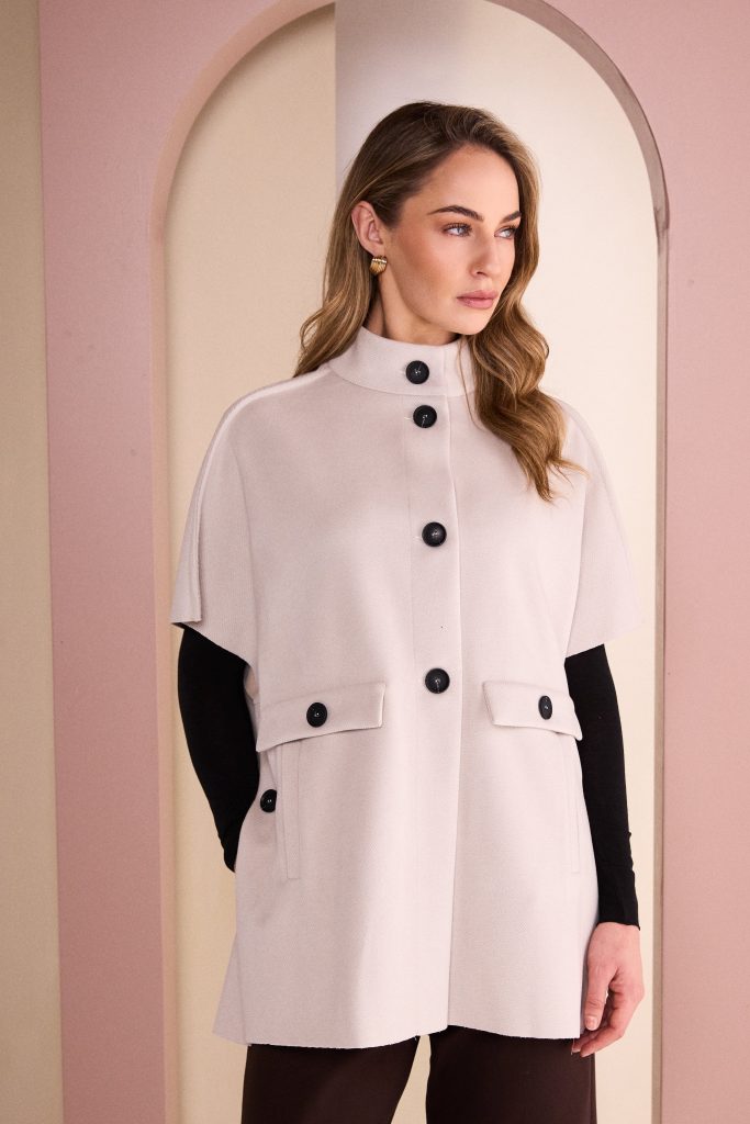 Naya High Neck Button Through Jacket With Pocket Flap Naw26293