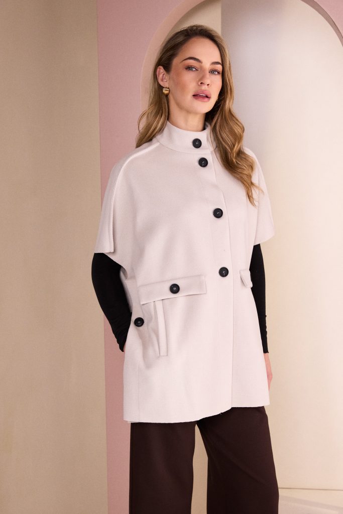Naya High Neck Button Through Jacket With Pocket Flap Naw26293