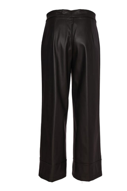 Naya Wide Leg Leatherette Trouser With Hem Panel Naw26296
