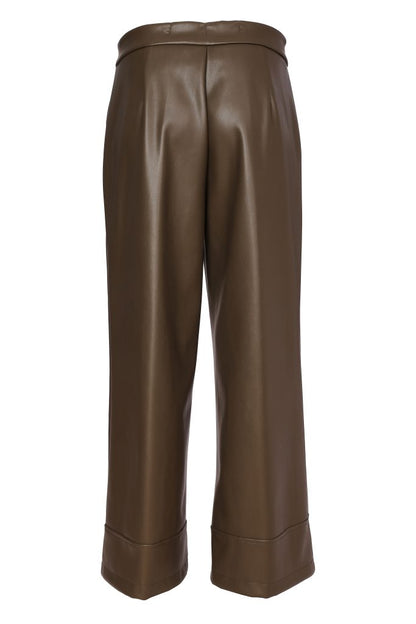 Naya Wide Leg Leatherette Trouser With Hem Panel Naw26296