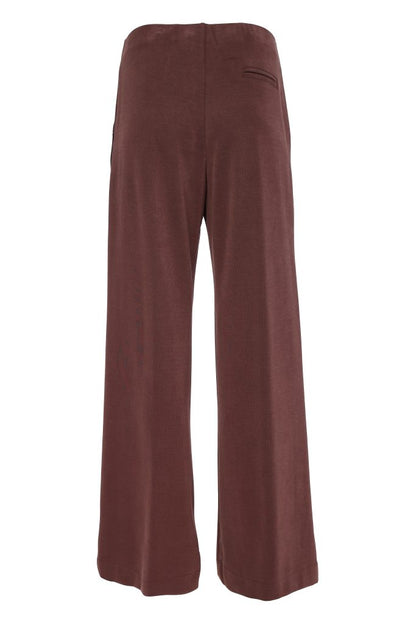 Naya Wide Leg Pull Up Trouser With Contrast Panel in Choko Naw26306