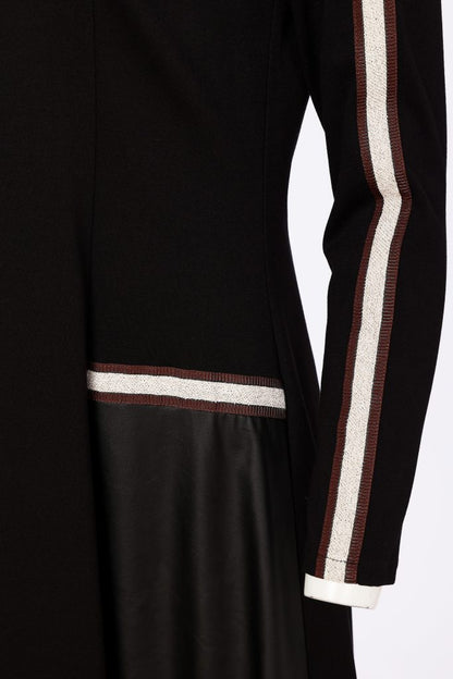 Naya High Neck Dress With Print Pocket And Metallic Trim Naw26314