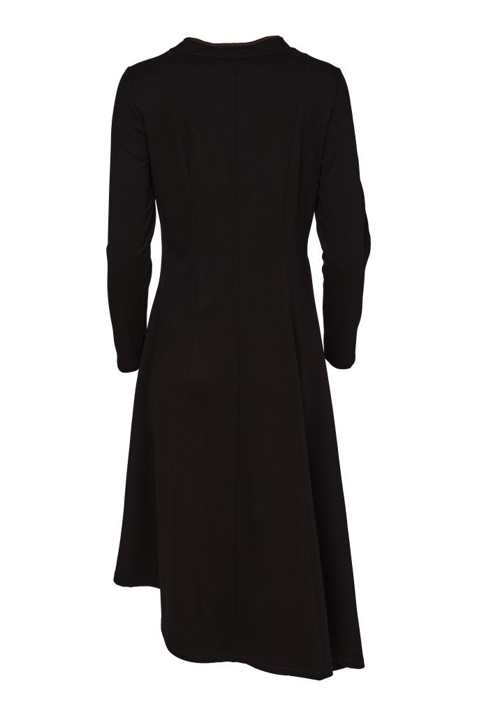 Naya High Neck Dress With Print Pocket And Metallic Trim Naw26314