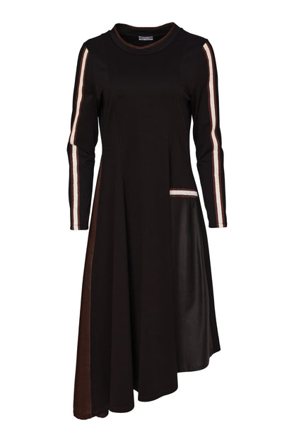 Naya High Neck Dress With Print Pocket And Metallic Trim Naw26314