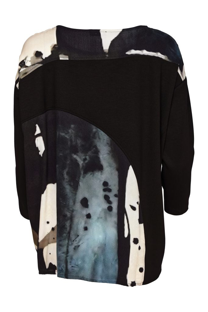 Naya Print Round Neck Top with contrast sleeve Naw26321