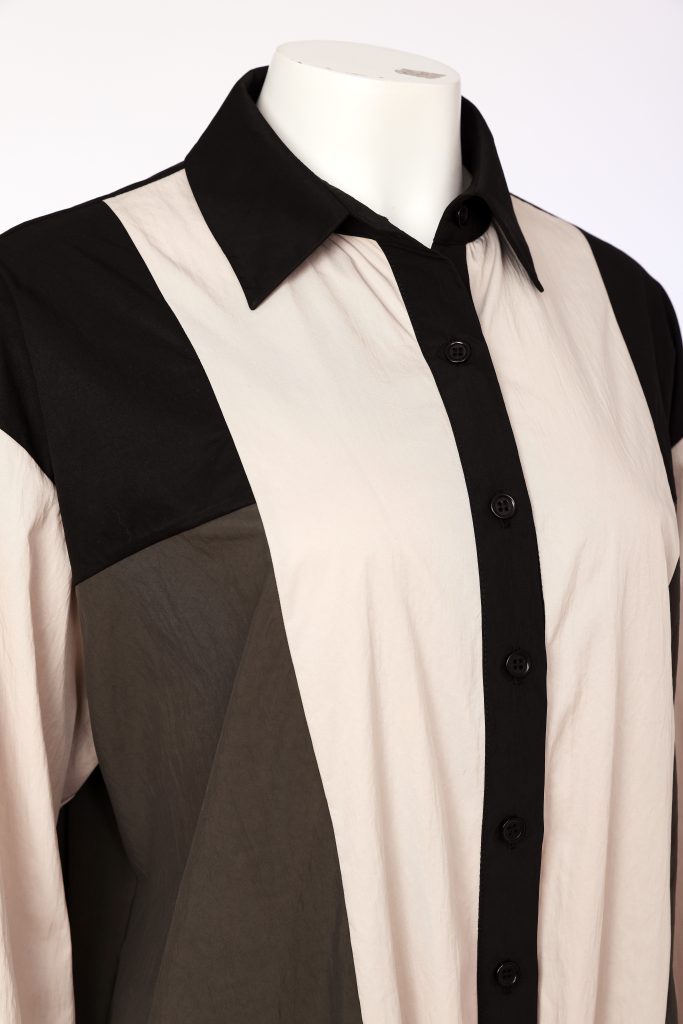 Naya Button Through Drawstring Hem Top With Contrast Sections Naw26325