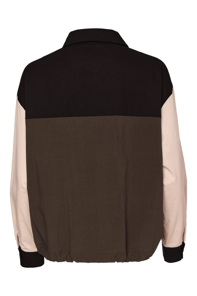 Naya Button Through Drawstring Hem Top With Contrast Sections Naw26325