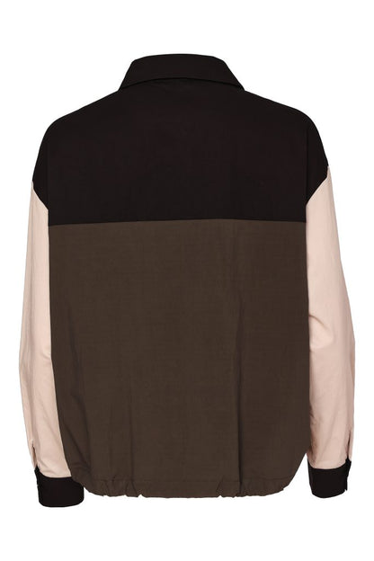 Naya Button Through Drawstring Hem Top With Contrast Sections Naw26325