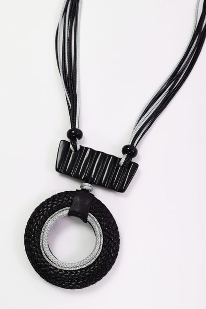 Naya Leather Look Circle Necklace With Bar Trim Naw26349