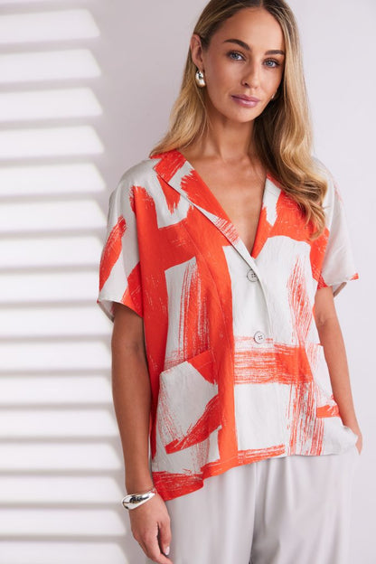 Naya Paintwork Print Jacket With Button Closing Npa26118