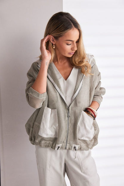 Naya Mesh Hooded Jacket With Contrast Pockets Npa26125