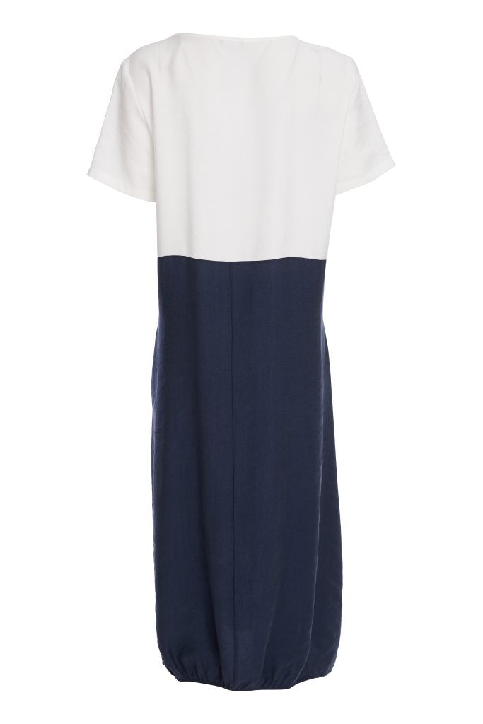 Naya Round Neck Dress With Contrast Colour Skirt , necklace and  Tie Belt  Npa26127
