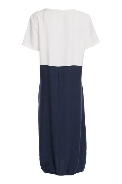Naya Round Neck Dress With Contrast Colour Skirt , necklace and  Tie Belt  Npa26127