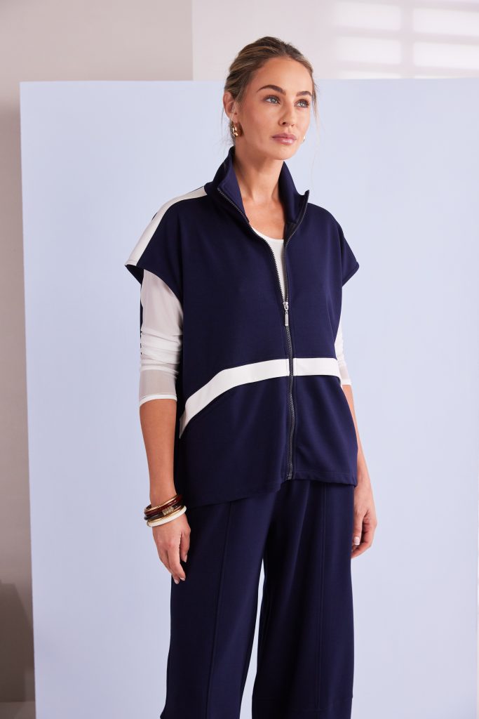 Naya High Neck Zip Top With Contrast Colour Panel And Pocket DetailNpa26195