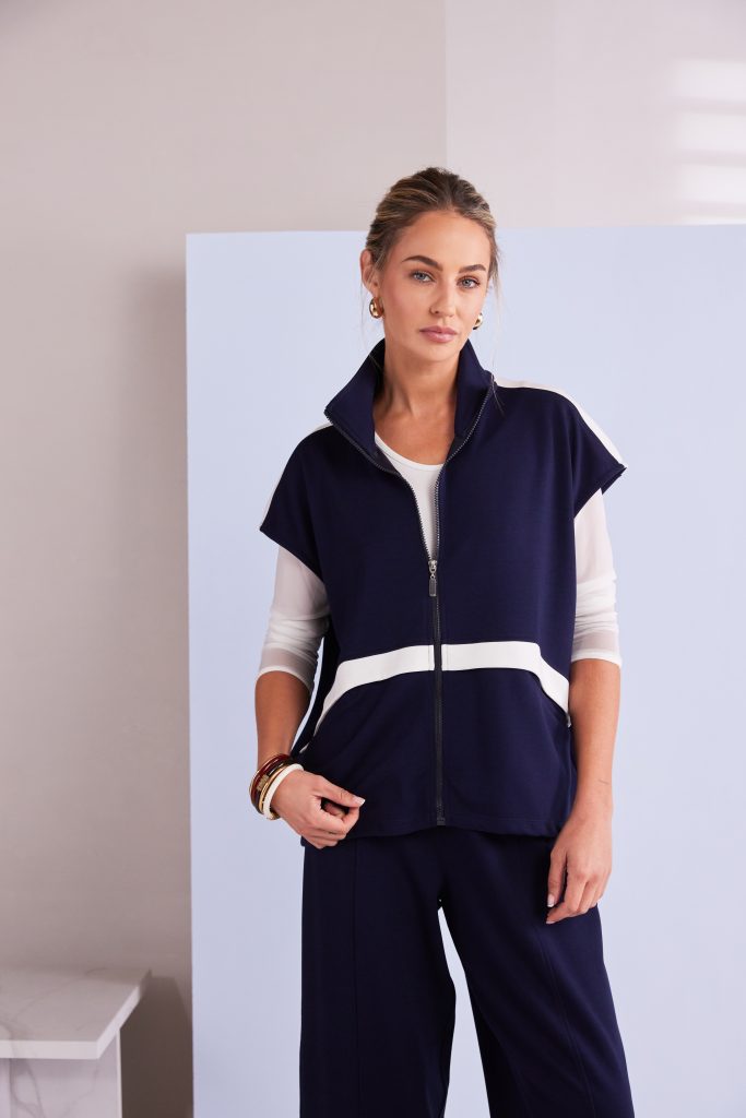 Naya High Neck Zip Top With Contrast Colour Panel And Pocket DetailNpa26195