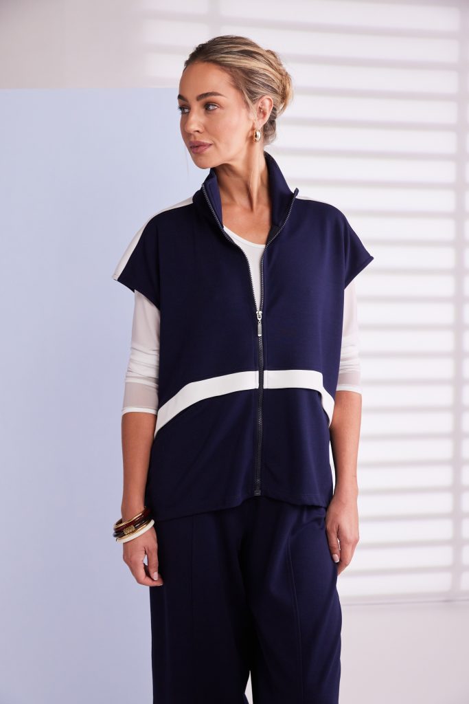 Naya High Neck Zip Top With Contrast Colour Panel And Pocket DetailNpa26195