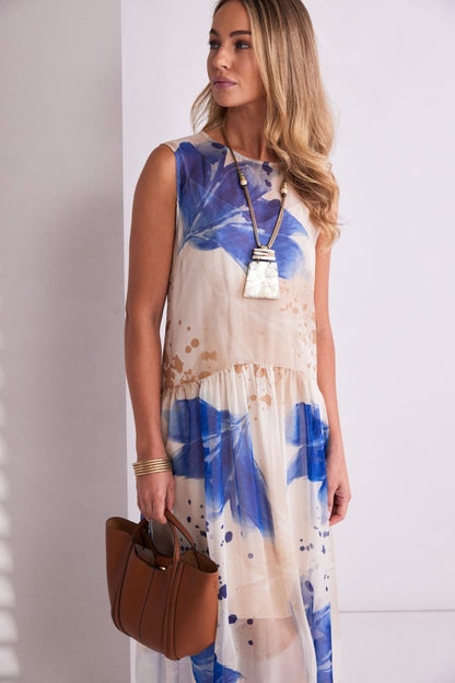 Naya Mesh Leaf Print Waisted Dress Npa26146