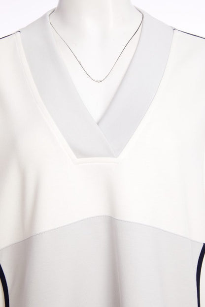 Naya V Neck Top With Contrast Pocket And Hem band in Navy and Silver  Npa26249
