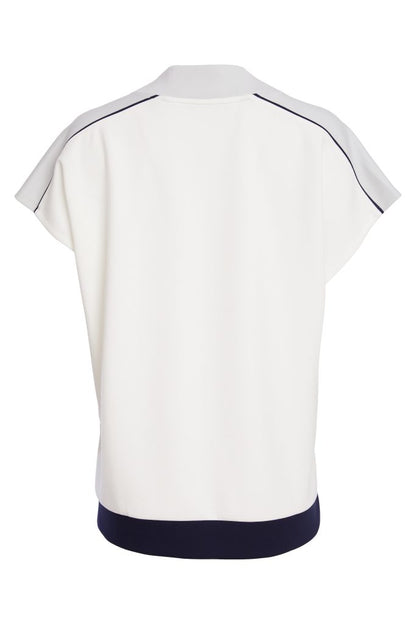 Naya V Neck Top With Contrast Pocket And Hem band in Navy and Silver  Npa26249