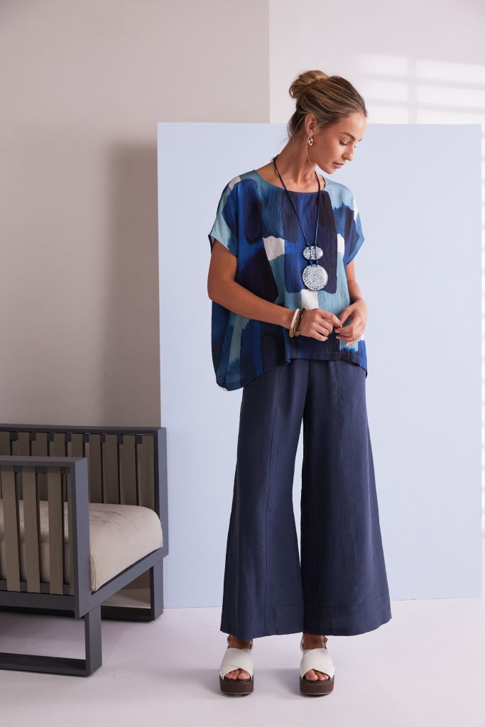 Naya Patchwork Print Round Neck Top Npa26270