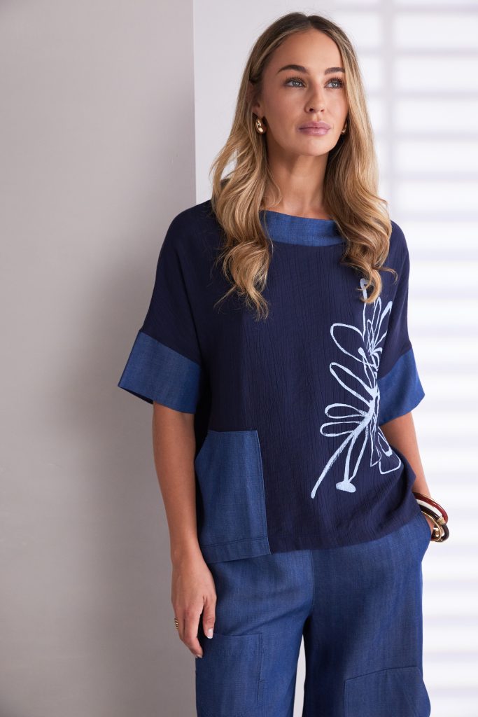 Naya Wide Leg Denim Look Trouser With Pockets Npa26272