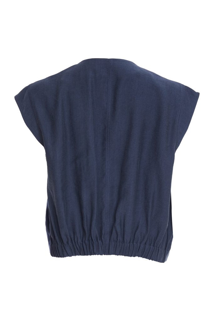 Naya Short Zip Vee Neck Top With Pocket Welt DetailNpa26284