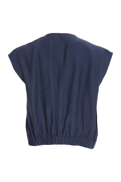 Naya Short Zip Vee Neck Top With Pocket Welt DetailNpa26284