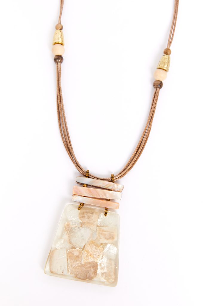 Naya Angled Shape Marbled Necklace With Bar TrimNpa26348
