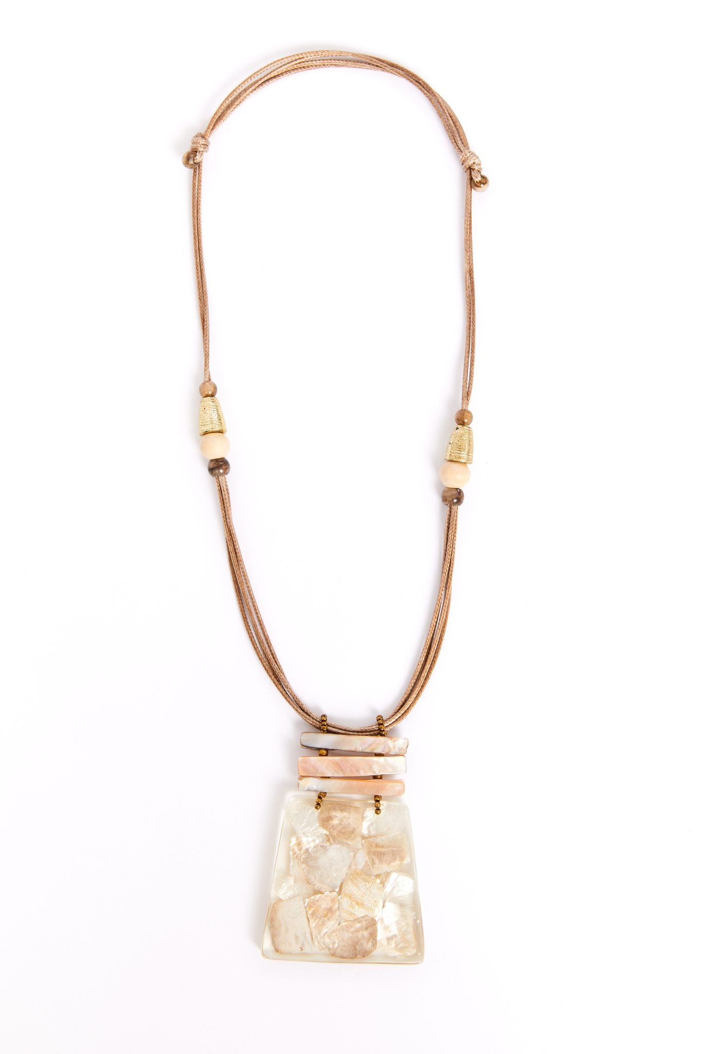 Naya Angled Shape Marbled Necklace With Bar TrimNpa26348