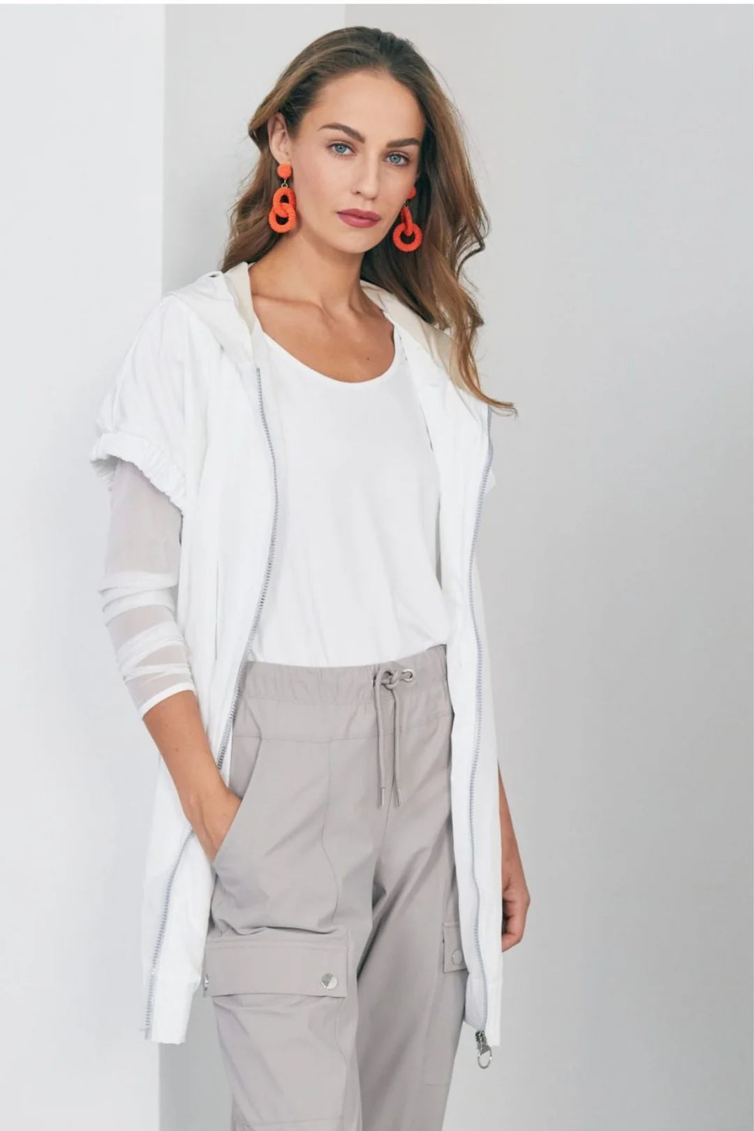 Naya Jersey Round neck top with Mesh Sleeve Black or Cream Nas25106