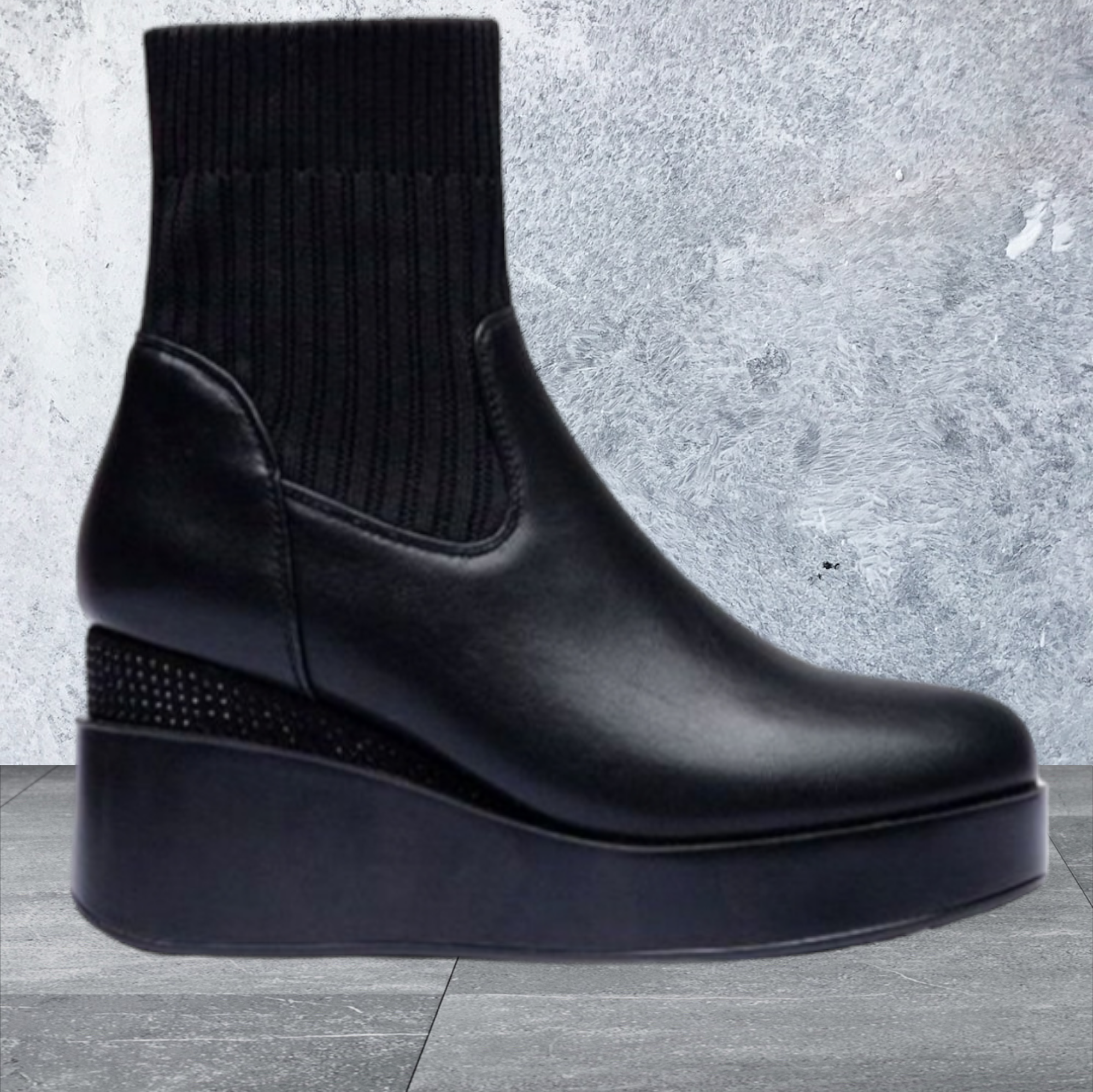 Lady Glory Wedge Boot with embellished heel detail