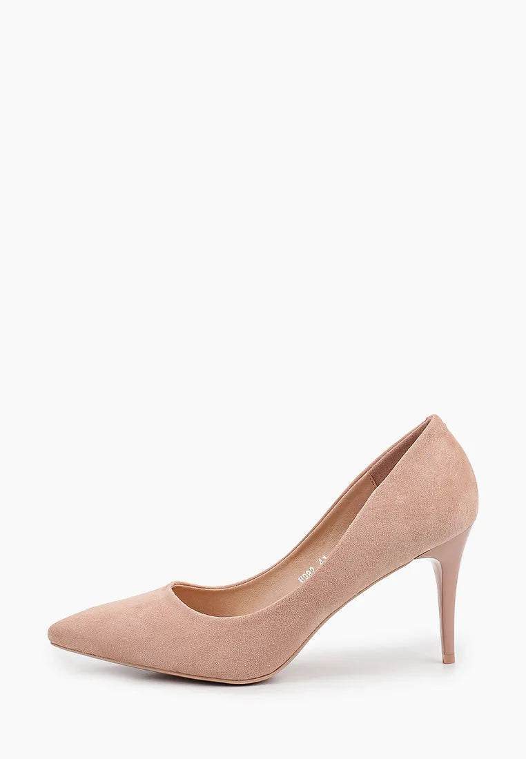 Low stiletto Heel suede court Shoes