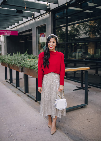 Sequin Midi Skirt. Gold, Brown or  Black