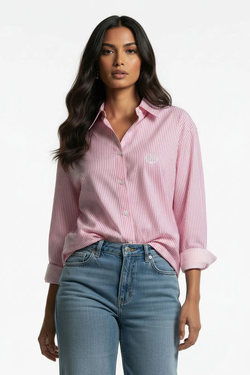 MarcAngelo Striped Luxe Button-Down Shirt Ma42303 Pink